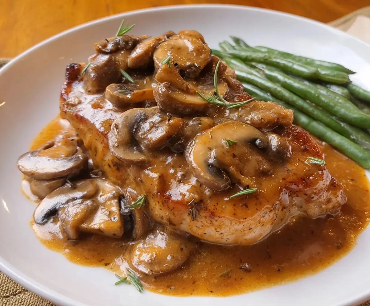 Pork Chops in Garlic Mushroom Sauce