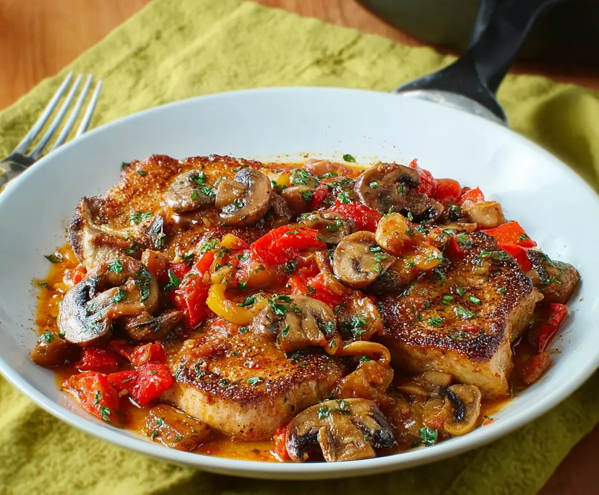 Delicious Pork Chops Italiano served with fresh herbs and flavorful sauce.
