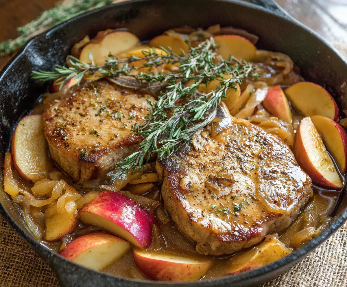 Pork Chops with Sautéed Apples and Onions