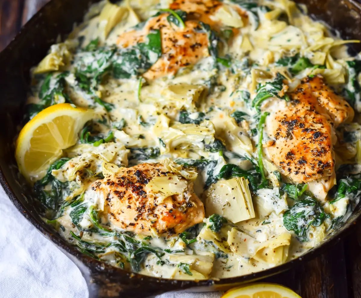 Spinach Artichoke Chicken Skillet (Paleo, Whole30, & Keto)