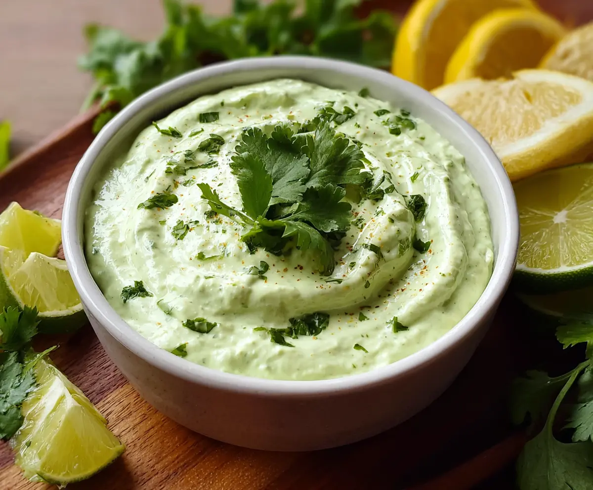 Creamy avocado dip with fresh cilantro and lime served in a bowl
