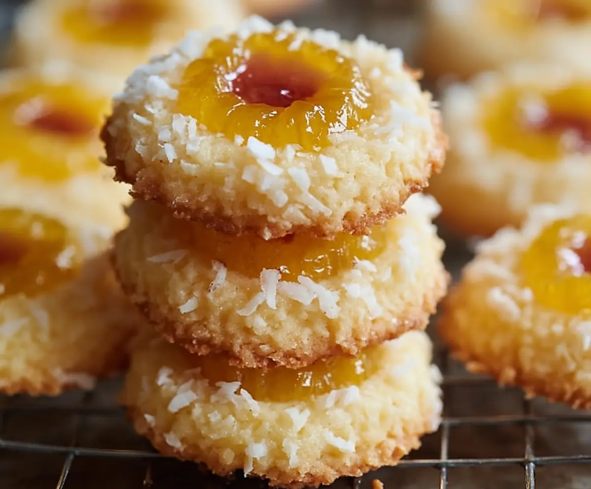 Easy Hawaiian Pineapple Coconut Thumbprint Cookies 