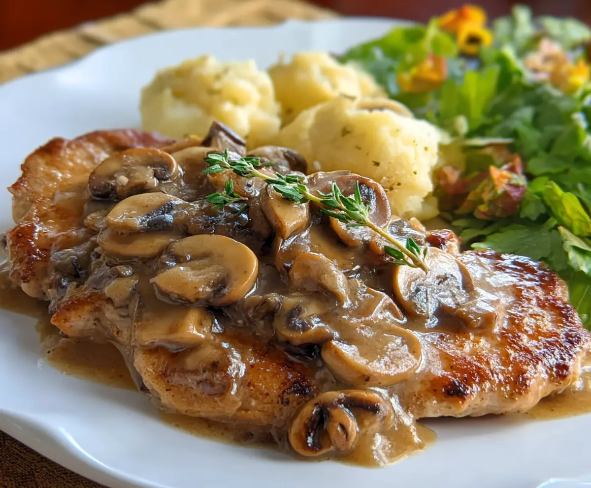 Delicious Pork Marsala dish with tender pork slices cooked in flavorful Marsala wine sauce.