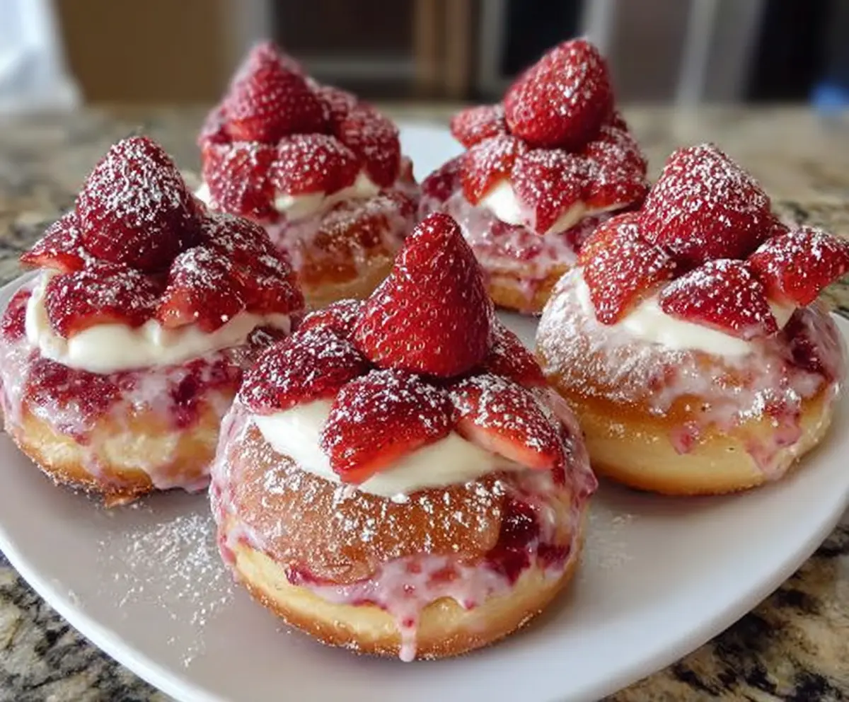 Strawberry Cheesecake Stuffed Donuts Recipe
