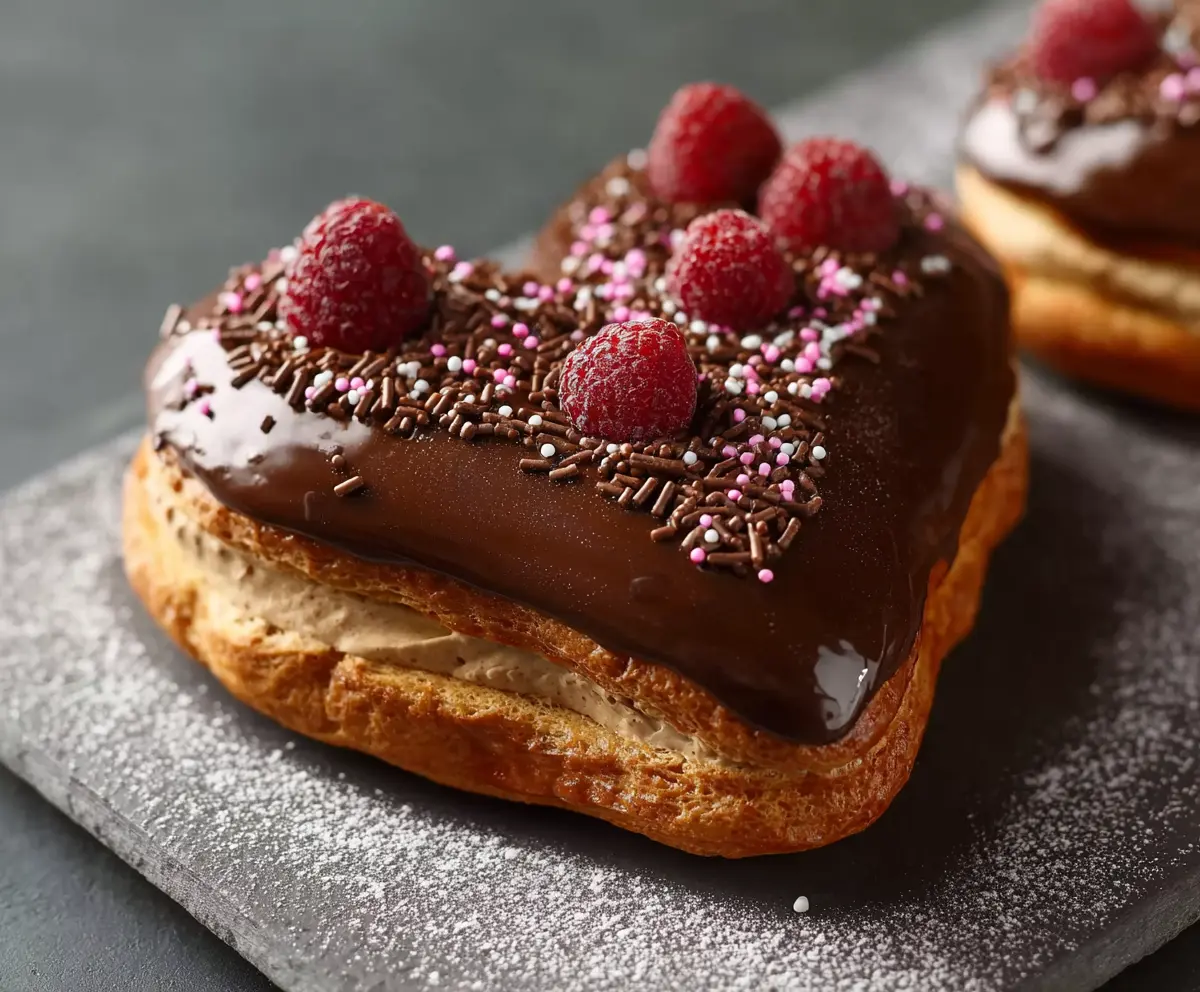Heart-Shaped Chocolate Éclairs