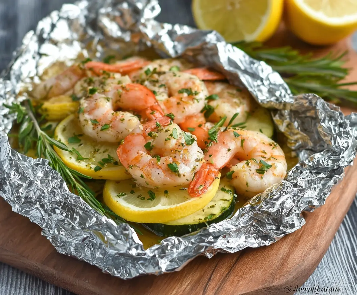 Low Carb Shrimp Scampi Foil Packet Meal