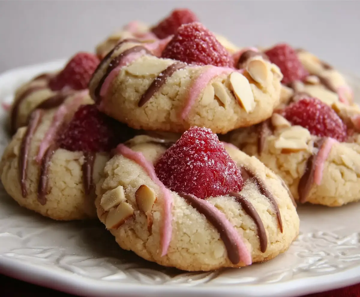 Raspberry Almond Kiss Cookies