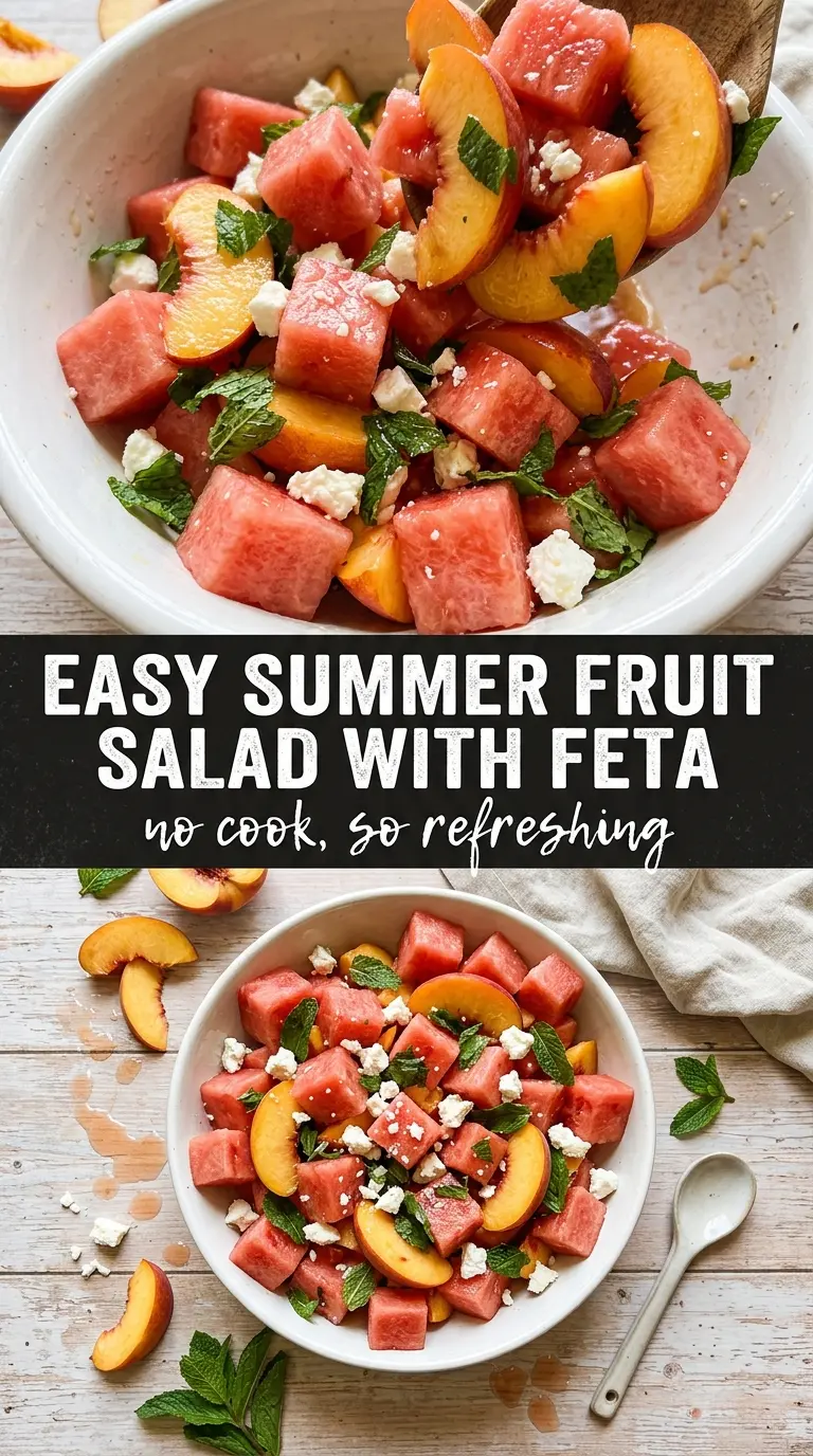 Peach Watermelon Salad juicy minty refreshing