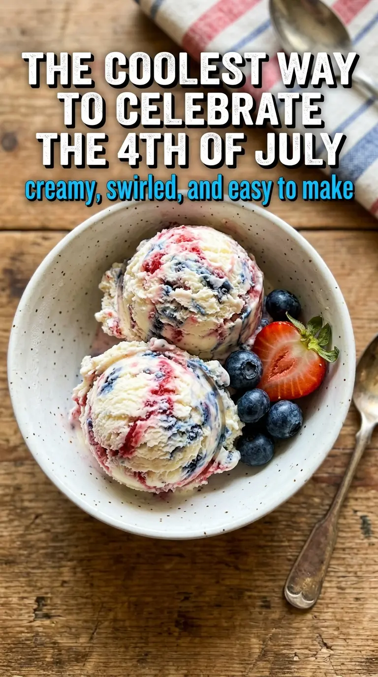 Red White & Blue Marble Ice Cream creamy berry swirls
