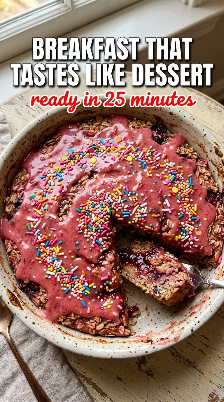 Strawberry Pop-Tart Protein Baked Oats jammy protein breakfast