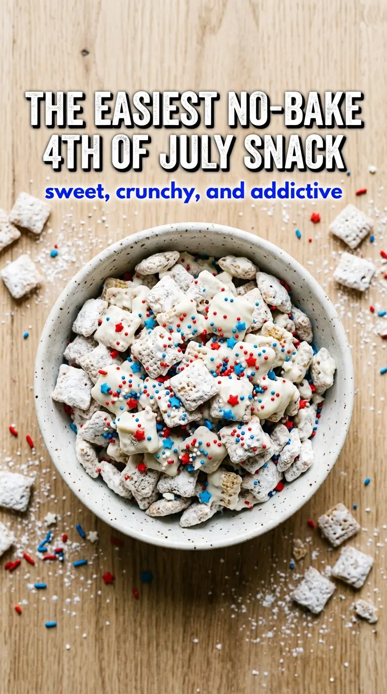 White Chocolate Patriotic Puppy Chow crunchy sweet sprinkles