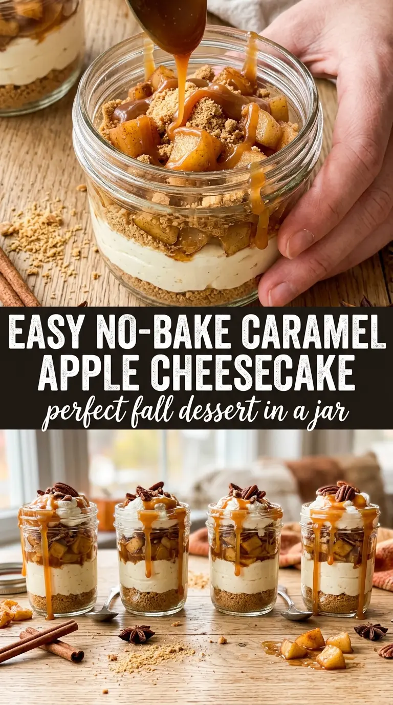 No-Bake Caramel Apple Cheesecake In A Jar creamy spiced caramel