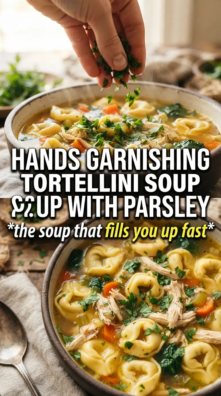Chicken Tortellini Soup comforting, herb-packed, cheesy