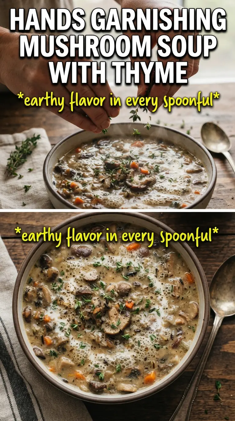 Creamy Mushroom Chicken and Wild Rice Soup creamy earthy hearty