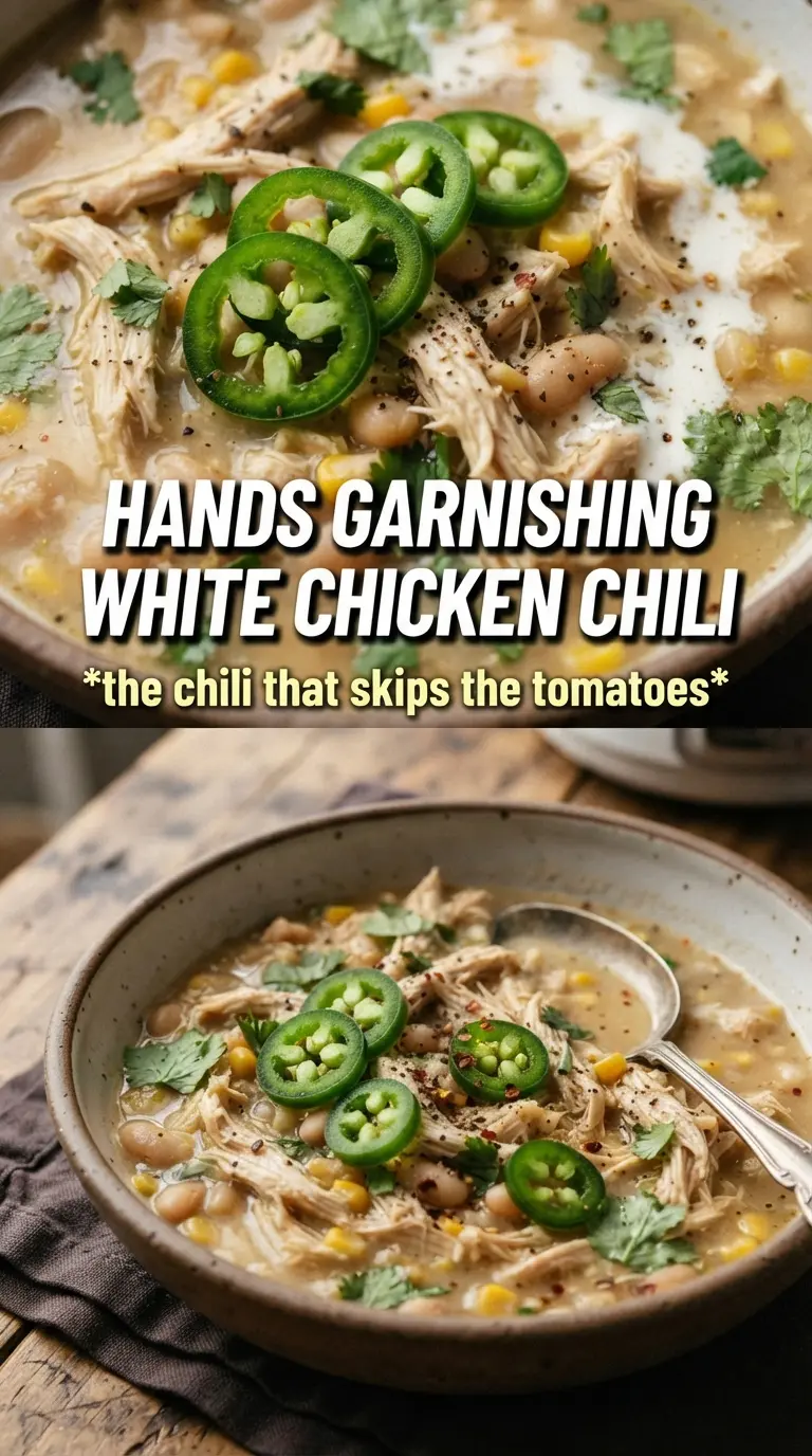 White Chicken Chili creamy golden broth shredded chicken white beans