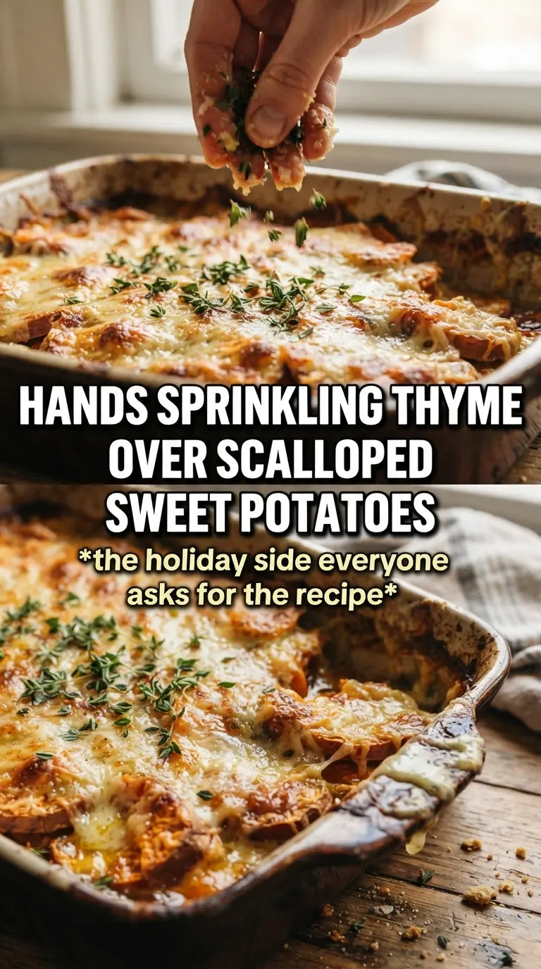 Scalloped Sweet Potatoes golden cheesy layered