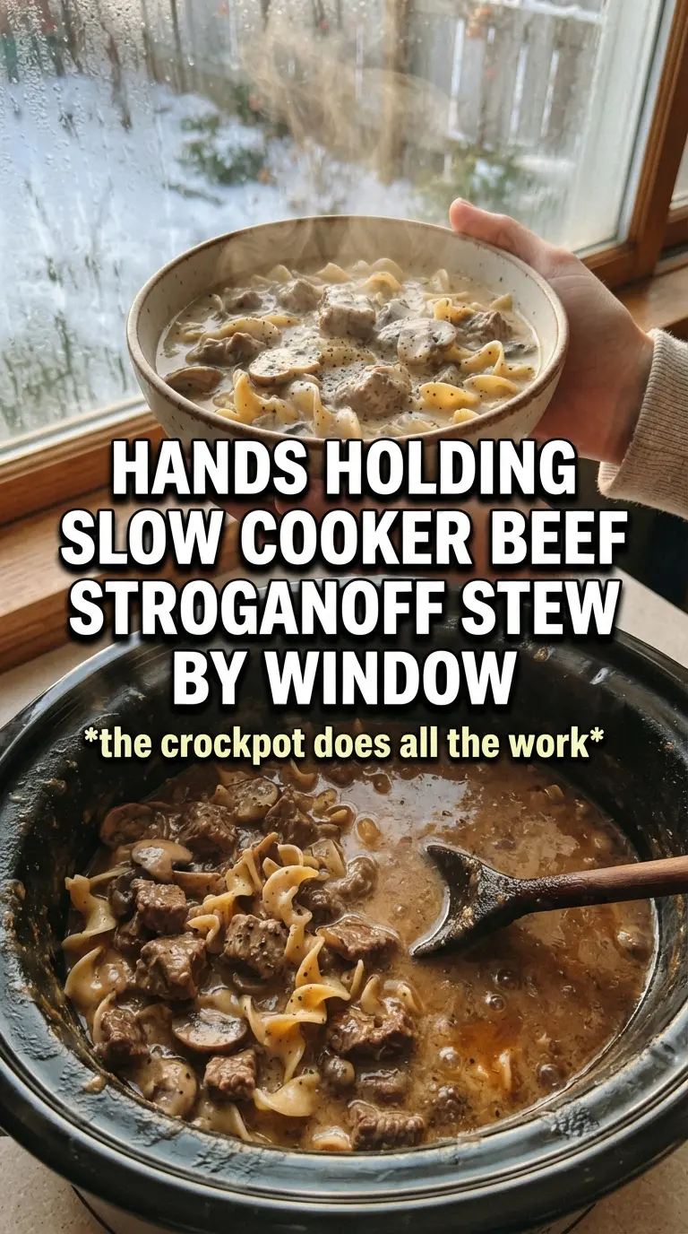 Slow Cooker Beef Stroganoff Stew creamy mushroom beef