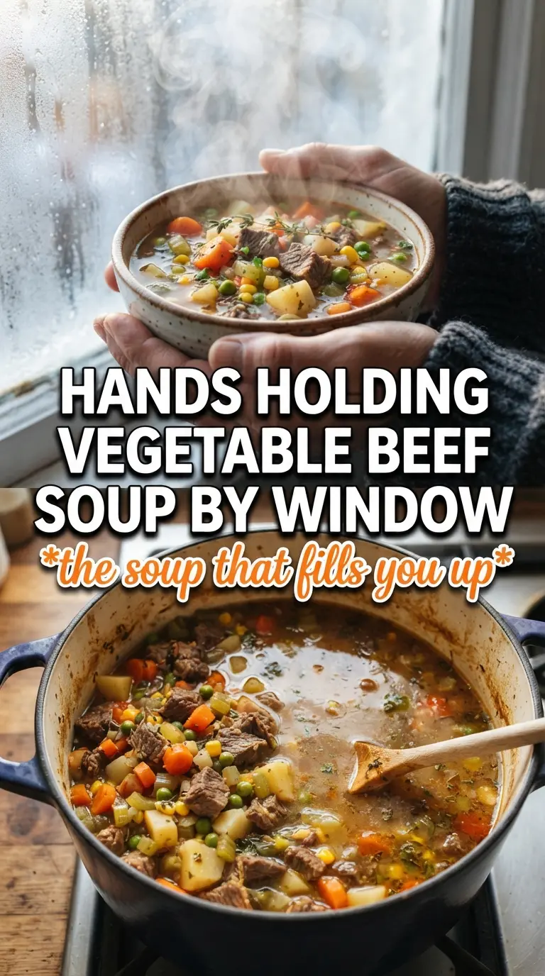 Vegetable Beef Soup with tender beef, hearty vegetables, and rich broth